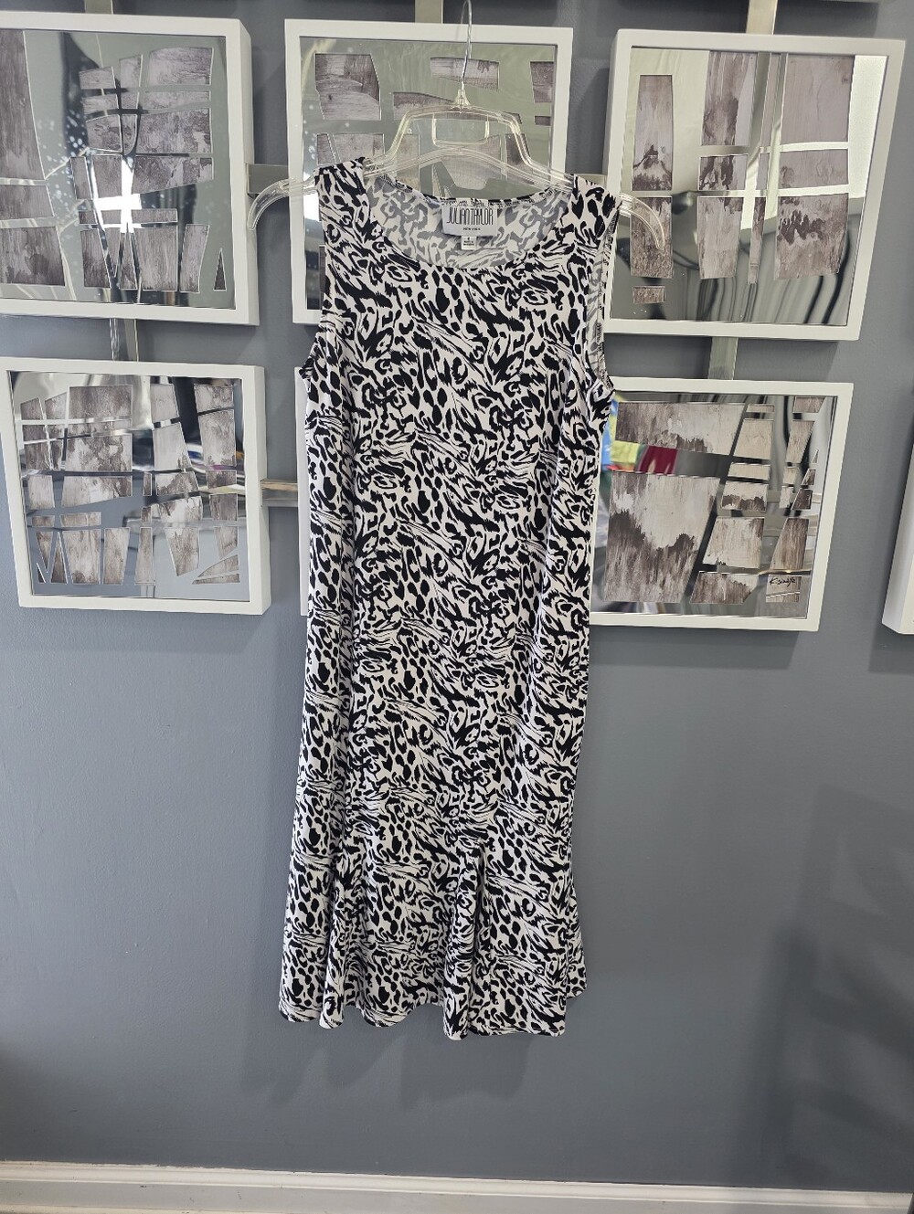 Julian Taylor New York Black and White Printed Midi Dress